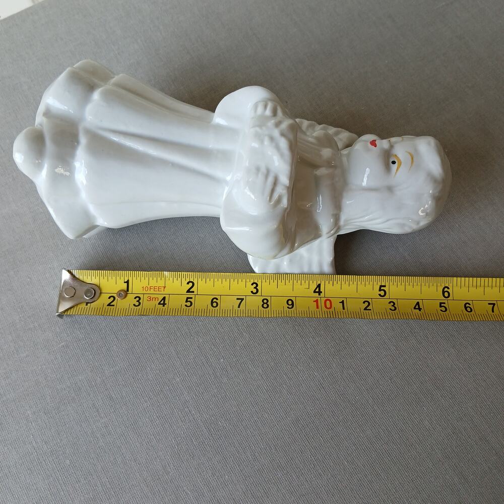 Vintage Ceramic Angel Taper Candle Holder 6" white with gold accents Christmas - Picture 10 of 12